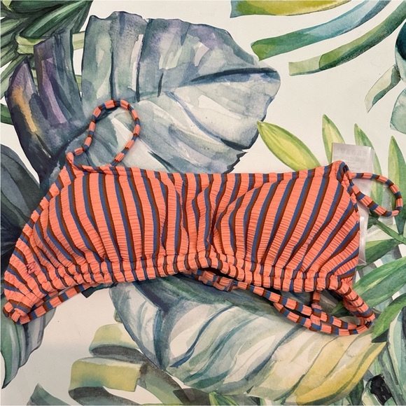 Billabong Ribbed Striped Bralette Swim Top Boho Coastal Grandma Surf Size Large - Picture 4 of 4